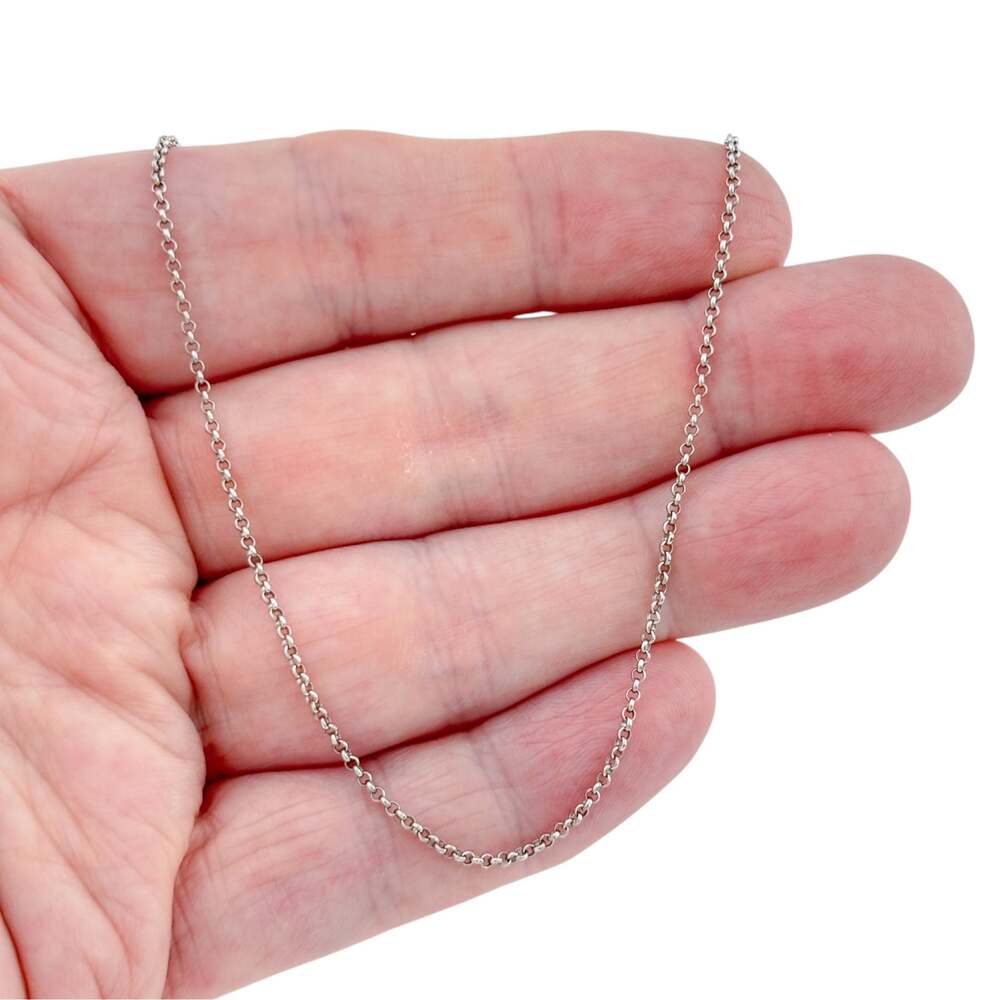 Vintage Sterling Silver 925 Adjustable Rolo Chain Necklace 17.5–19.5 Inches